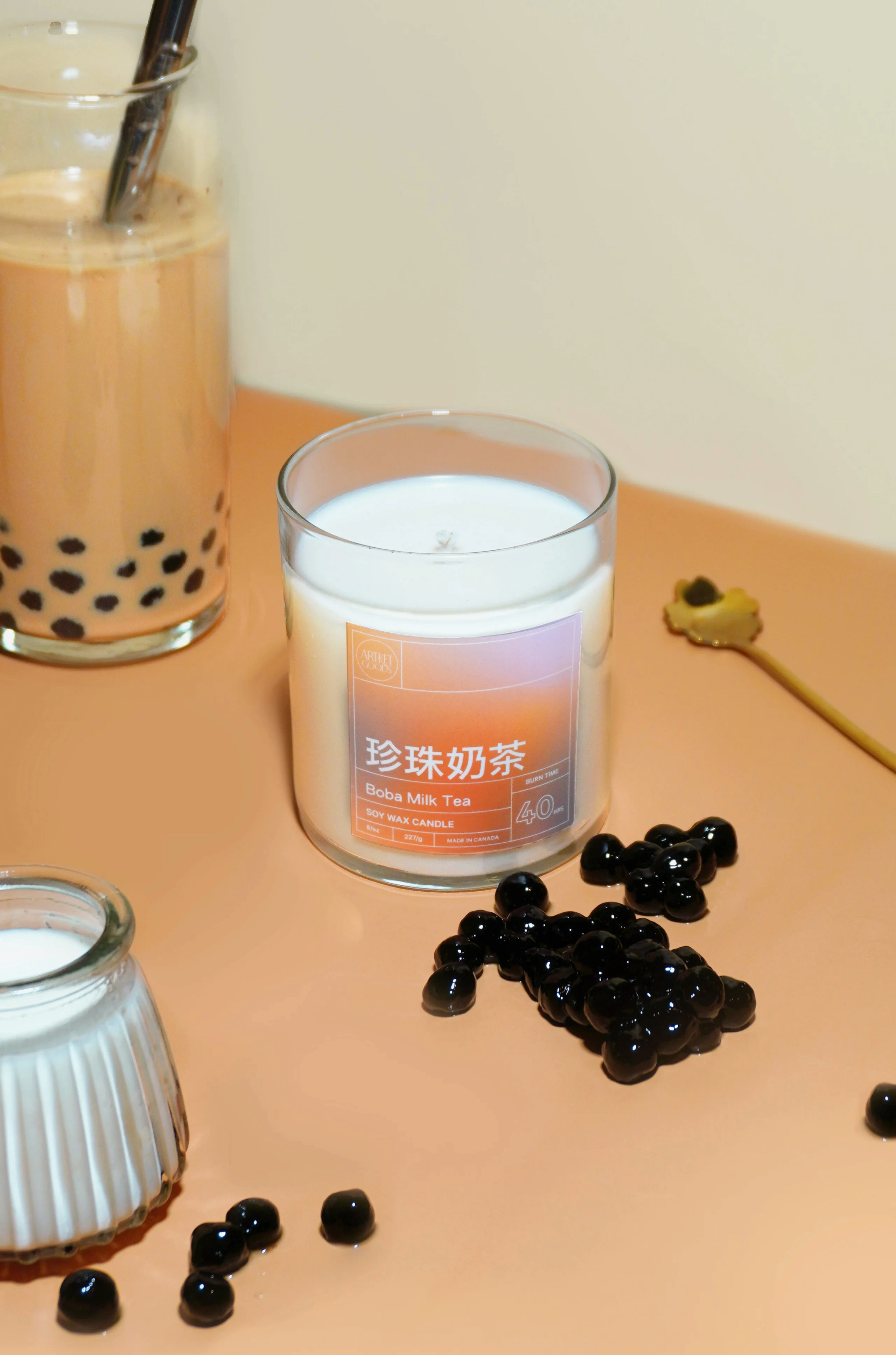 Boba Milk Tea Soy Wax Candle | Bubble Tea Scented - ArtketGoods