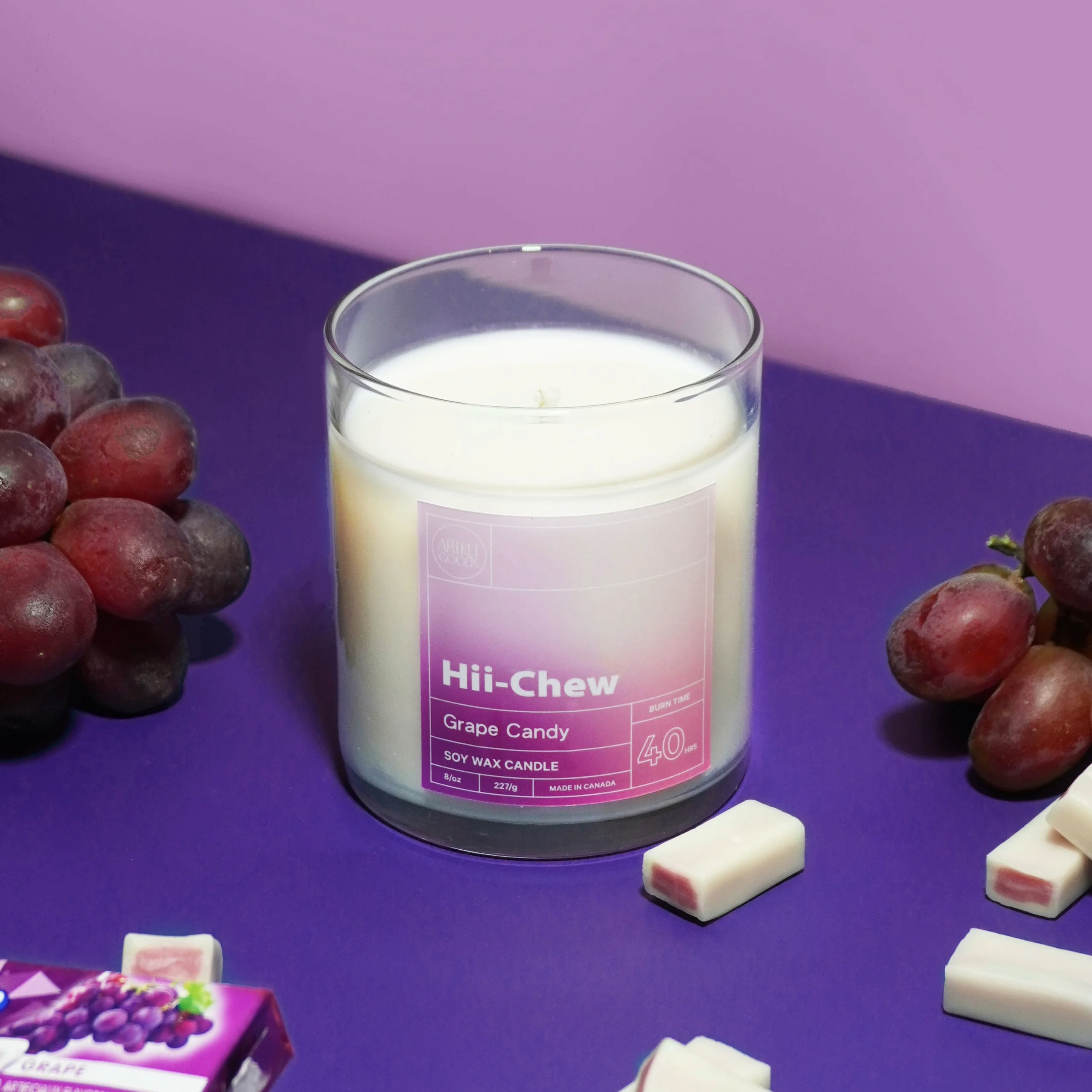 Hii-Chew Grape Candy Soy Wax Candle | Grape Candy Scented - ArtketGoods