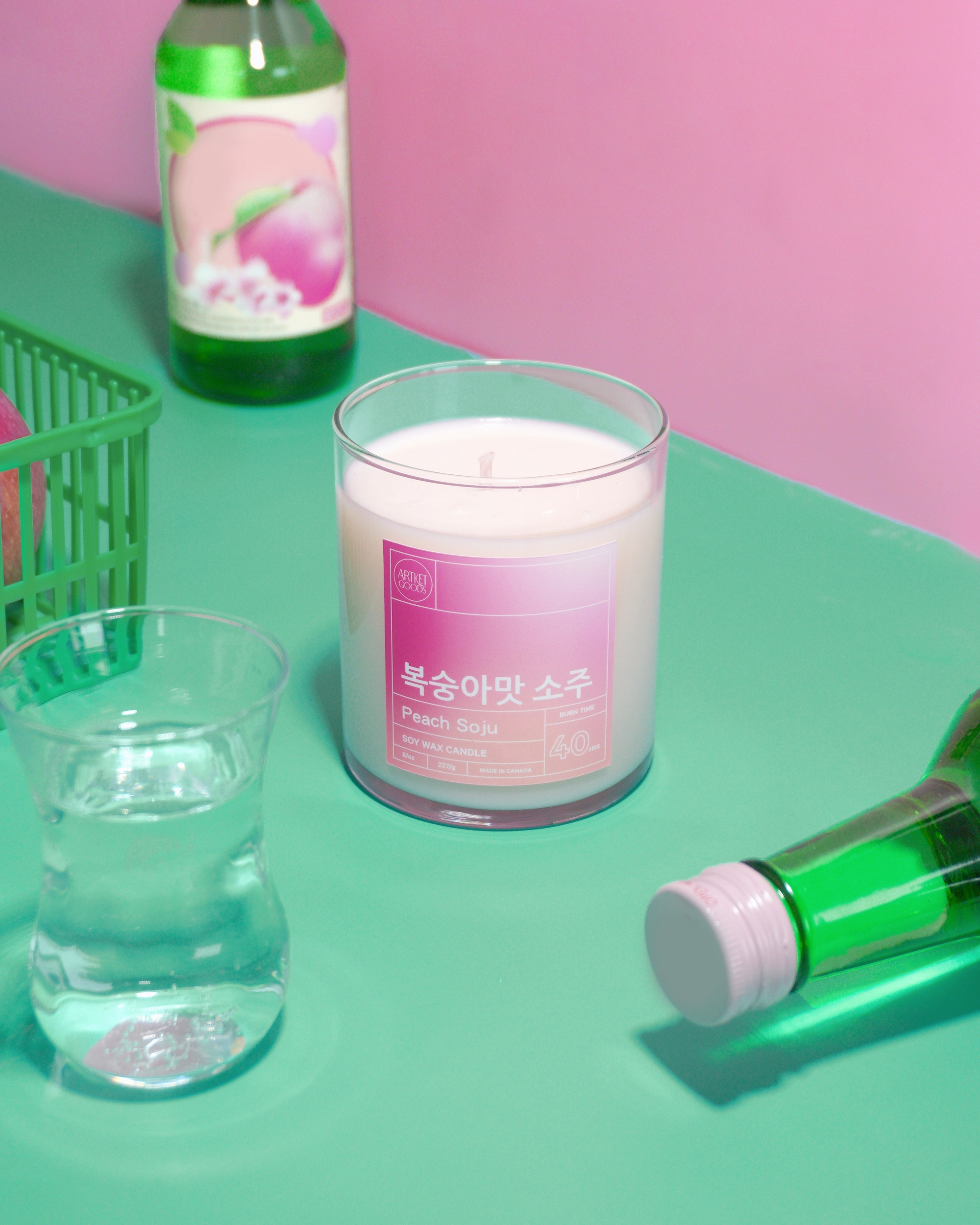 Korean Peach Soju Soy Wax Candle | Summery Peach Scented - ArtketGoods