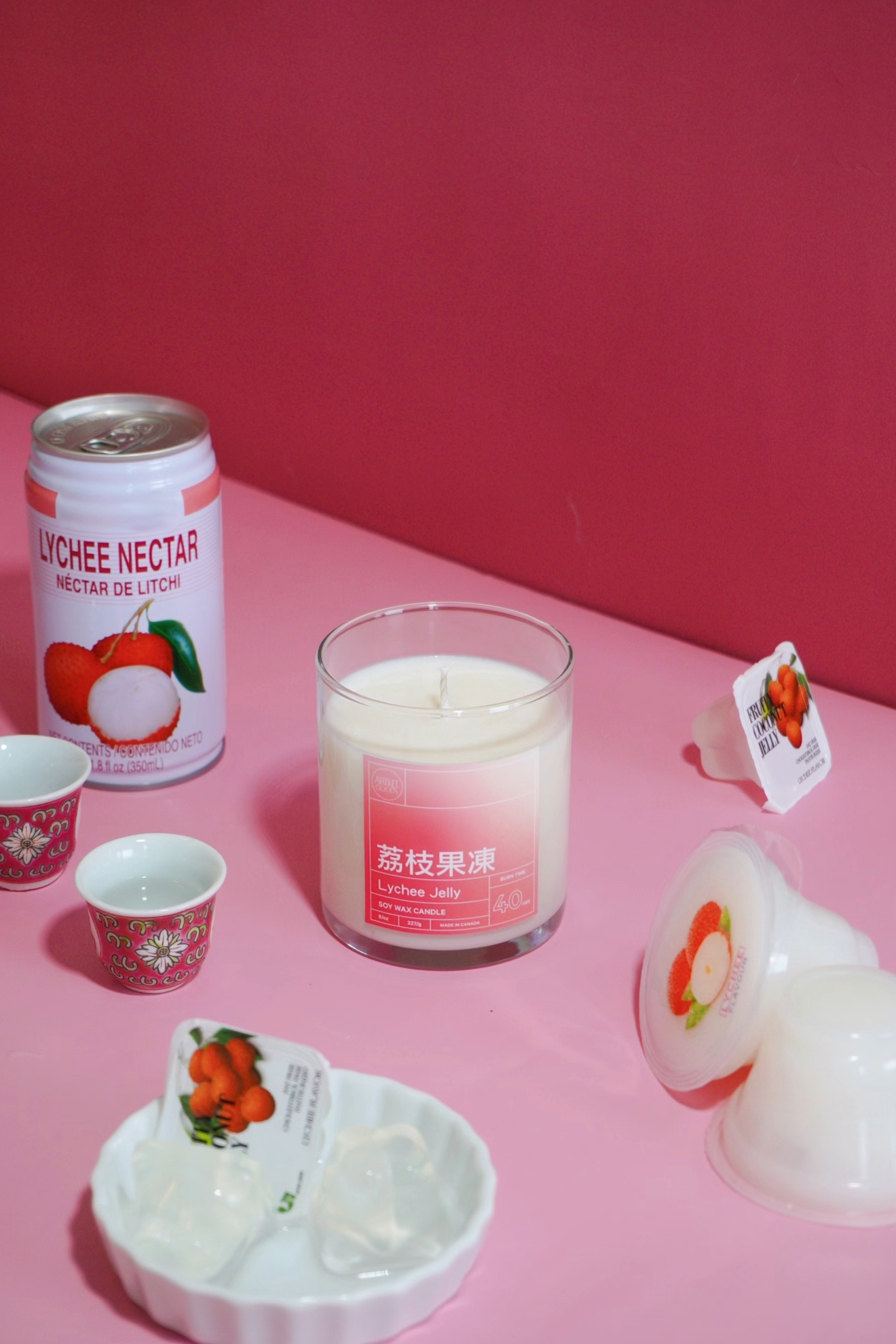 Lychee Coconut Jelly Soy Wax Candle | Sweet Lychee Scented - ArtketGoods