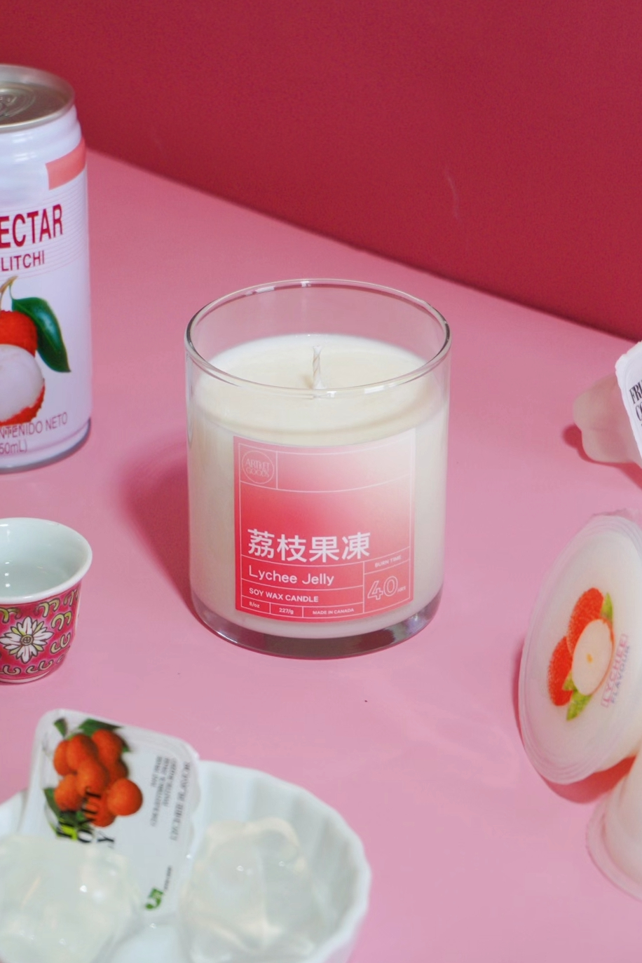 Lychee Coconut Jelly Soy Wax Candle | Sweet Lychee Scented - ArtketGoods