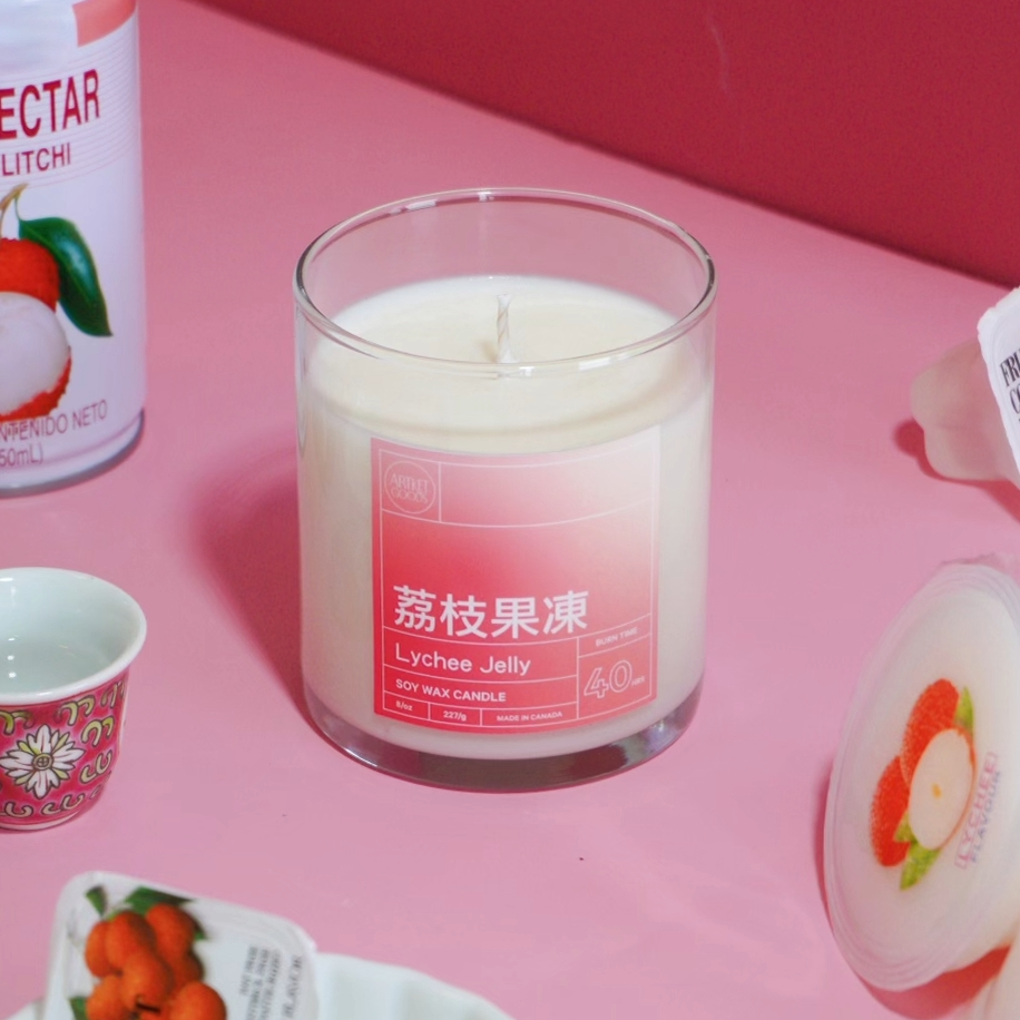 Lychee Coconut Jelly Soy Wax Candle | Sweet Lychee Scented - ArtketGoods