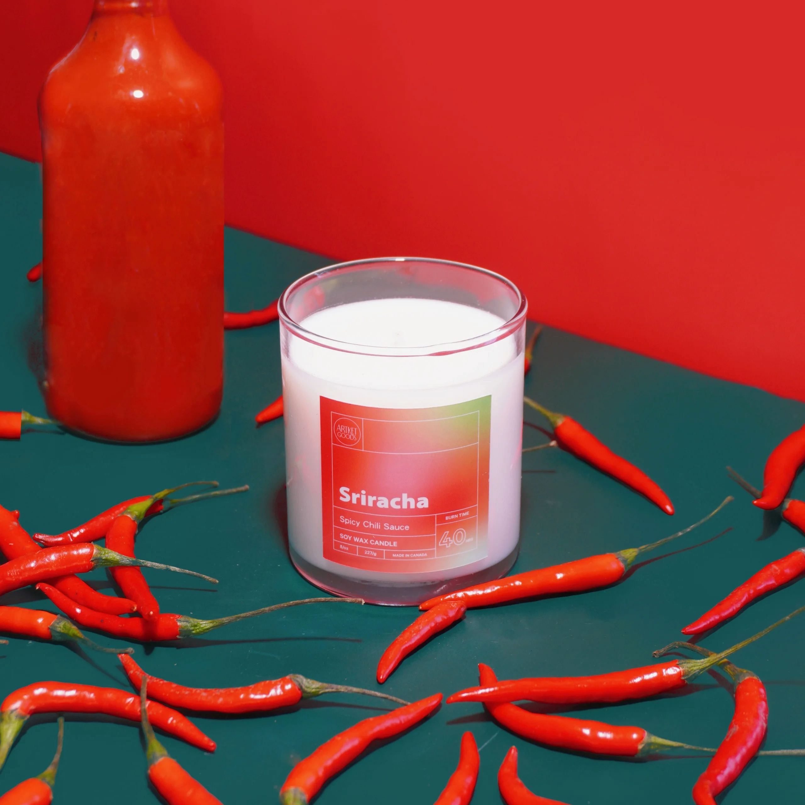 Sriracha Soy Wax Candle | Chili Pepper Flake Scented - ArtketGoods