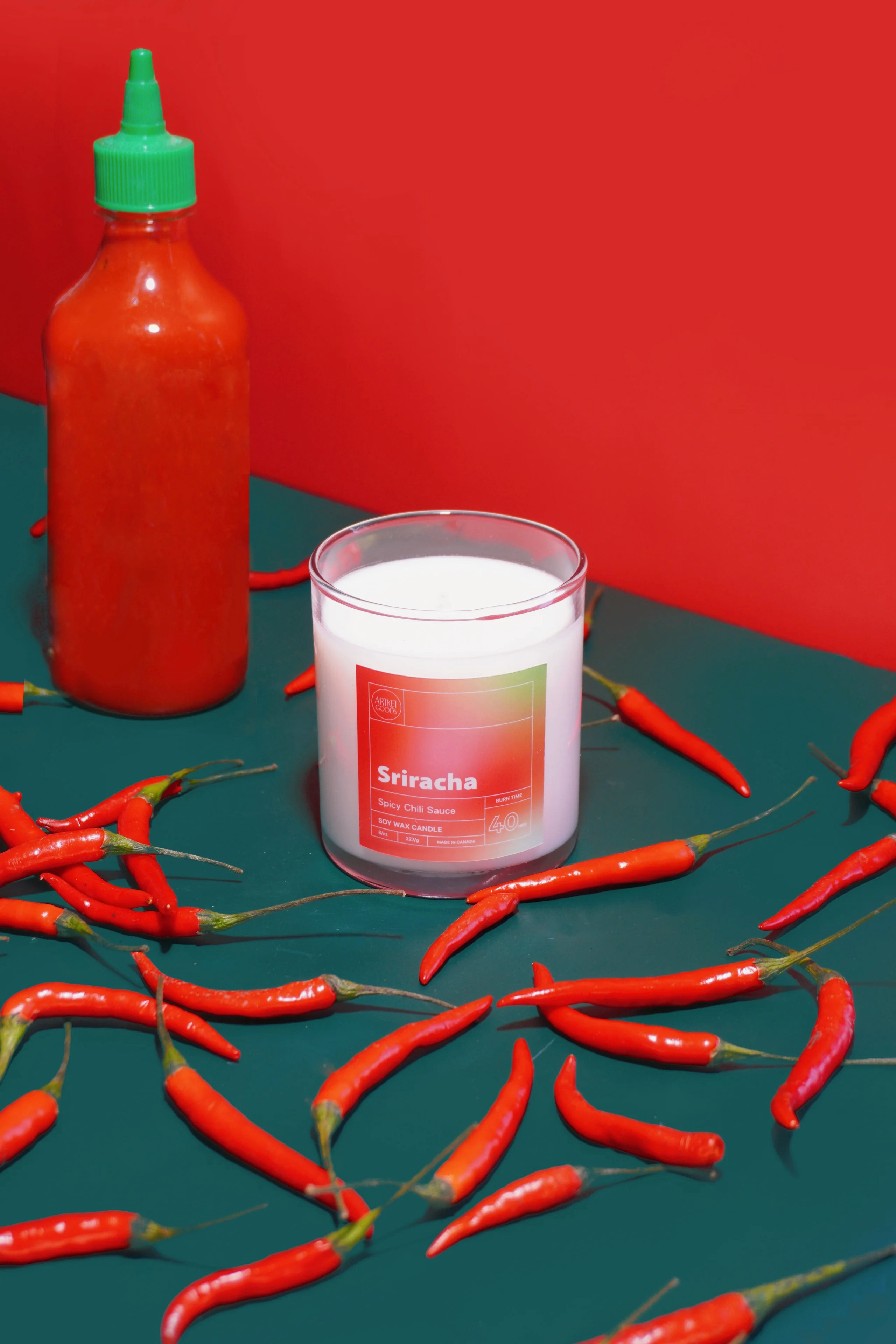 Sriracha Soy Wax Candle | Chili Pepper Flake Scented - ArtketGoods