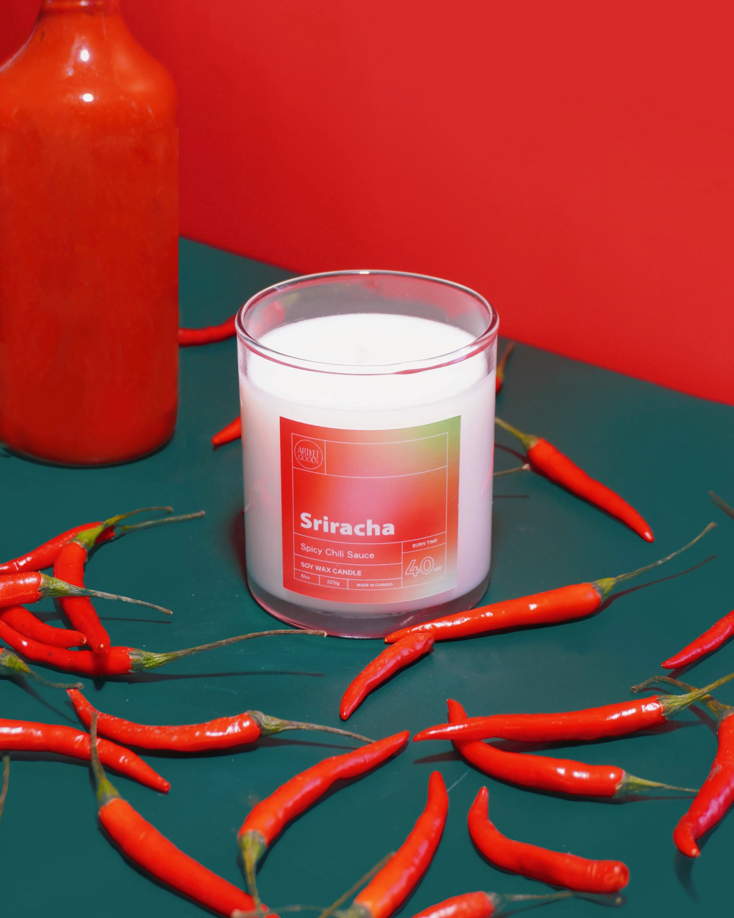 Sriracha Soy Wax Candle | Chili Pepper Flake Scented - ArtketGoods